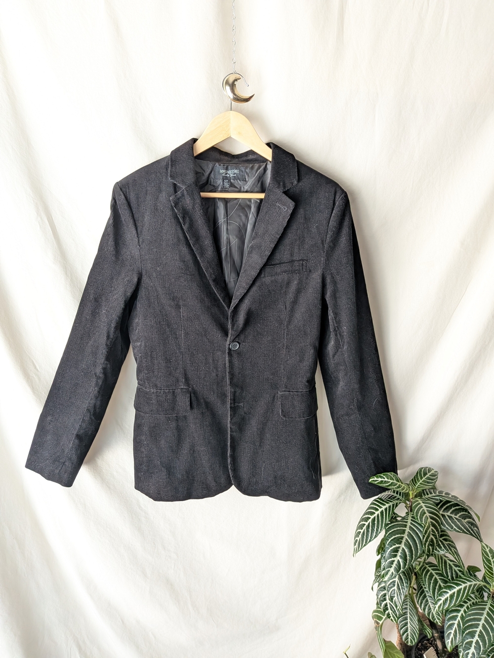 Heritage 1981 Black Corduroy Blazer Jacket Men's Small Cotton Academia